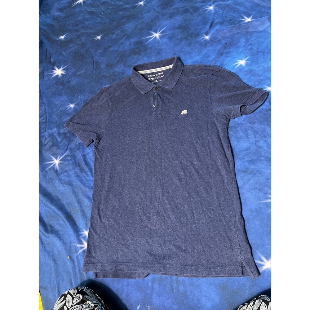 Banana Republic Mens Navy Blue Elephant Logo Cotton Polo Shirt Size M
